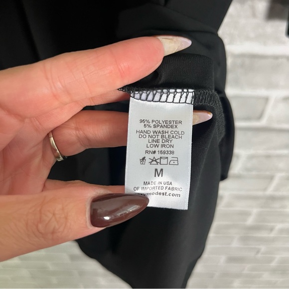 Brigette Brianna Black Midi Length Button Front Soft Stretch Shirt Dress Sz M - Picture 4 of 7